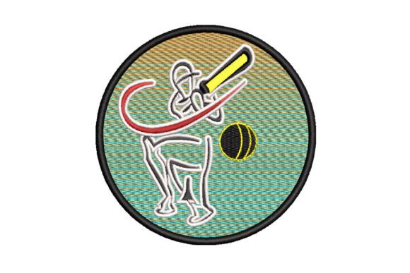 Cricket Player Embroidery Design